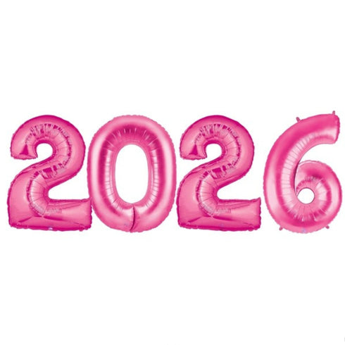 2026 Hot Fuchsia Pink Number Balloons | 14, 26, 40 Inch Sizes