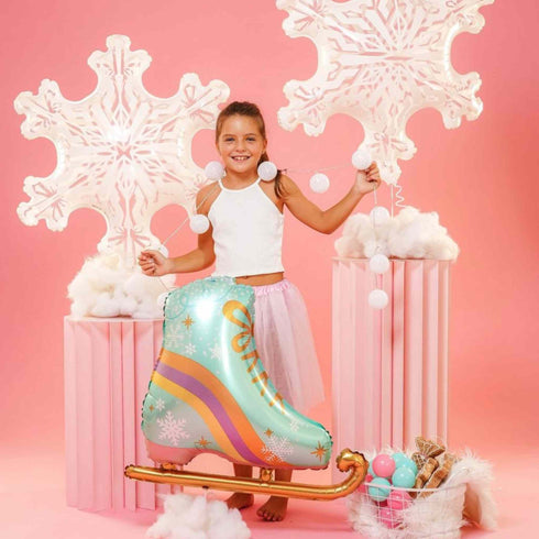 Pastel Ice Skate Christmas Balloons | 27 Inch