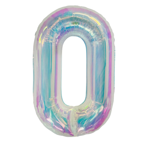 Iridescent Number 0 Balloons | 34 Inch