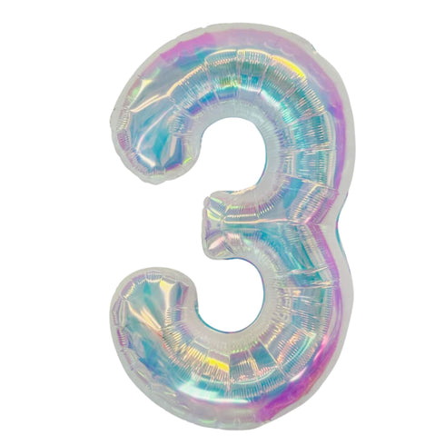 Iridescent Number 3 Balloons | 34 Inch