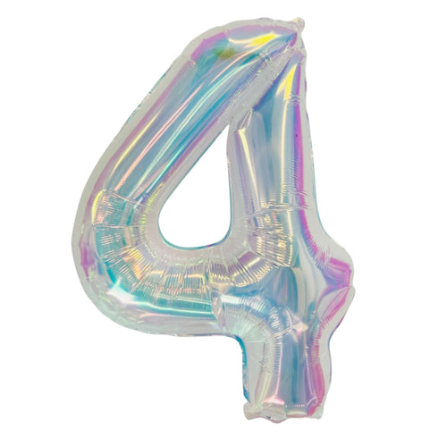 Iridescent Number 4 Balloons | 34 Inch