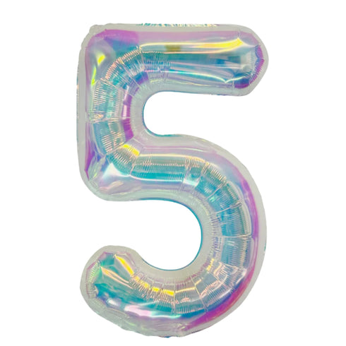 Iridescent Number 5 Balloons | 34 Inch