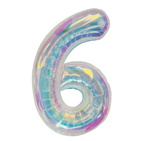 Iridescent Number 6 Balloons | 34 Inch