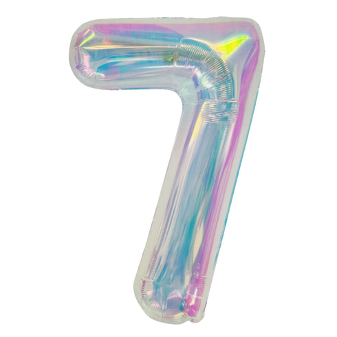 Iridescent Number 7 Balloons | 34 Inch