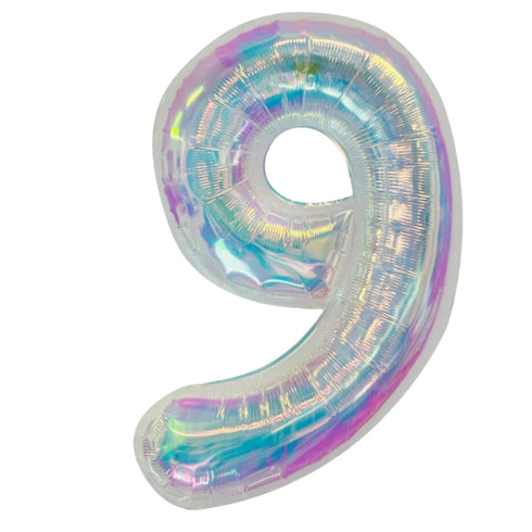Iridescent Number 9 Balloons | 34 Inch