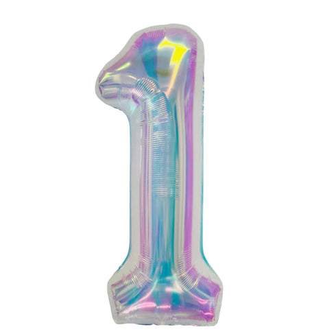 Iridescent Number 1 Balloons | 34 Inch