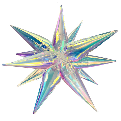 Iridescent Starburst Mylar Balloons | 27 Inch and 40 Inch | Air Fill Only
