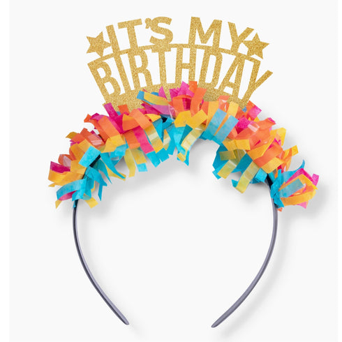 It's My Birthday Tiara Headband | Gold & Bright Colors