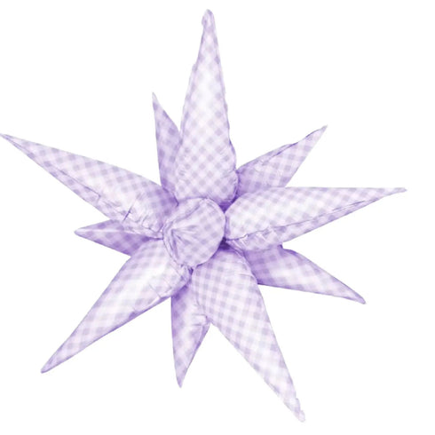 Lilac Purple Gingham Starburst Foil Balloon | 40 Inch | Air Fill Only