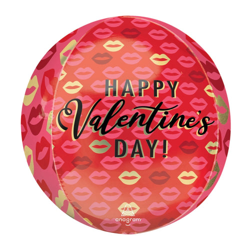 Happy Valentine's Day Orbz® XL™ Foil Balloons | Kisses Lips | 15 Inch