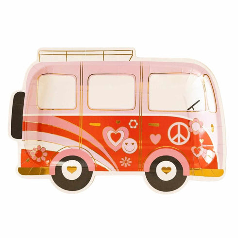 Groovy Love Bus Paper Party Plates | Package 8