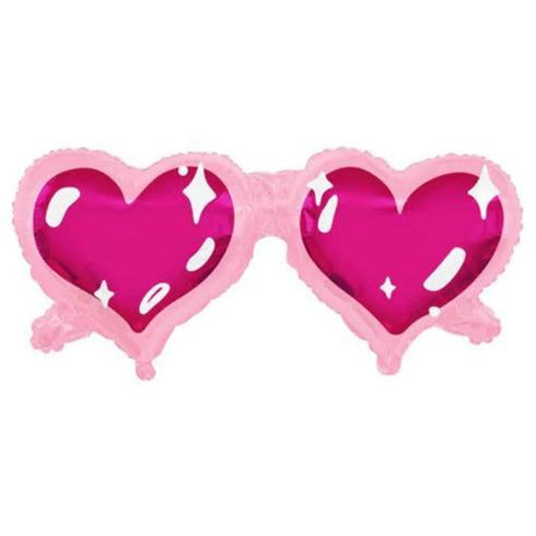 Valentine's Day Pink Heart Sunglasses Foil Balloons | Love at First Sight | 36 Inch