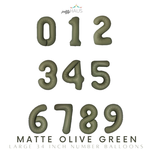 Number Balloons | Matte Dark Olive Green | 34 INCH