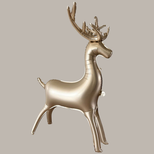 Matte Gold 3D Reindeer Balloons | 34 or 20 Inch | Air Fill Only