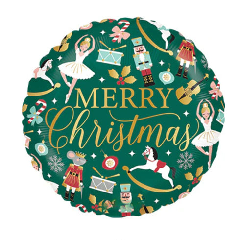Nutcracker Ballet Merry Christmas Foil Balloons | 18 Inch Round