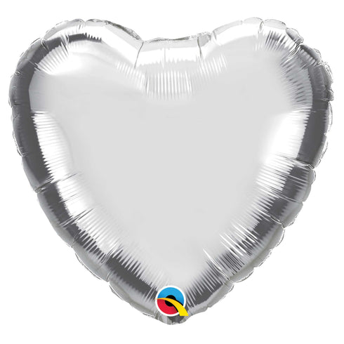 Metallic Silver | Heart Foil Balloons | Qualatex | 18 Inch