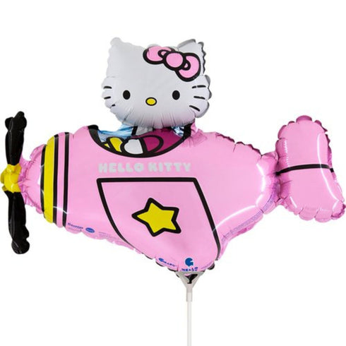 Mini Pink Hello Kitty Pink Airplane Balloons | 14 INCH Air Fill Only | Licensed