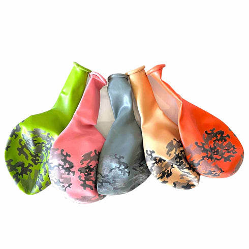 Camouflage Print Latex Balloons | Green Pink Grey Blush Orange | 12 Inch