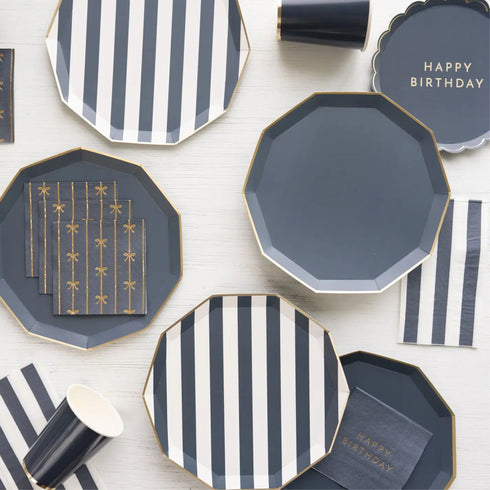 Navy Midnight Blue Paper Plates | Gold Trim | 10.75 Inch | Package 8