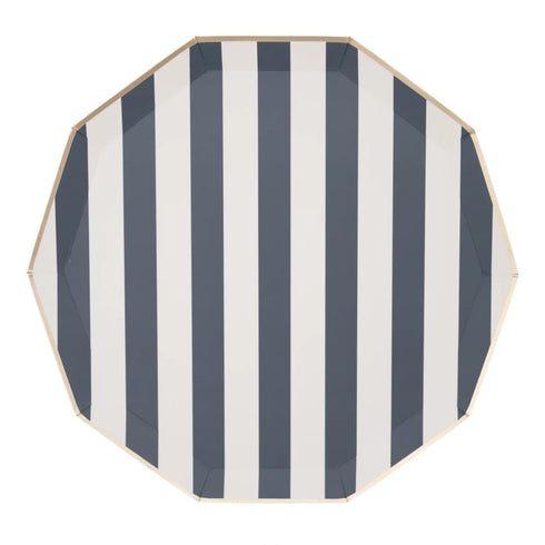 Navy Midnight Blue Paper Plates | Gold Trim | 10.75 Inch | Package 8