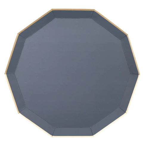 Navy Midnight Blue Paper Plates | Gold Trim | 10.75 Inch | Package 8