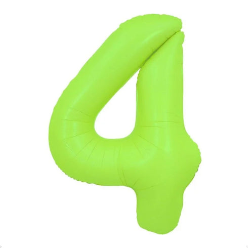 Neon Green Number 4 Balloons | 34 INCH