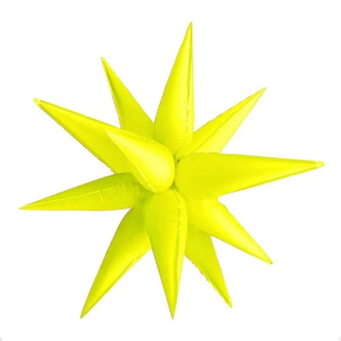 Neon Yeow Starburst Foil Balloons | 19 Inch 26 Inch and 40 Inch Sizes | Air Fill Only