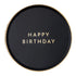 Black Noir Happy Birthday Small Paper Plates | Gold Trim | 8-1/4 Inch | Package 8