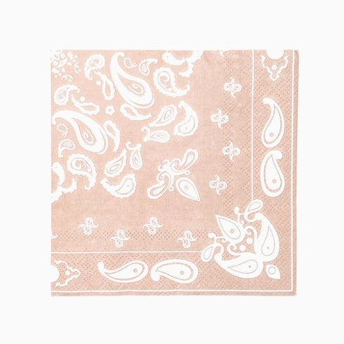 Nude Bandana Print Paper Party Cocktail Napkins | Package 20