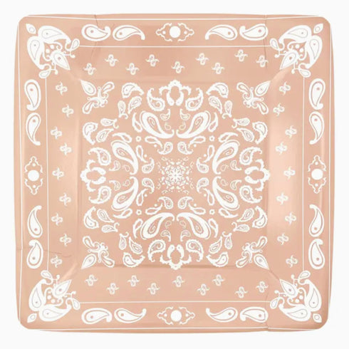 Nude Bandana Print Square Paper Party Dinner Plates | Package 8