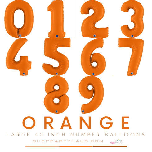 40 INCH | Orange Number Foil Balloons