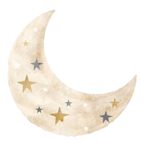 Stunning Cream Crescent Moon Foil Balloon With Stars | 33 INCH