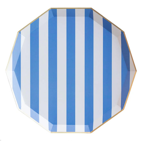 Palisades Blue Striped Cabana Collection Paper Party Ware | Plates | Cups | Napkins