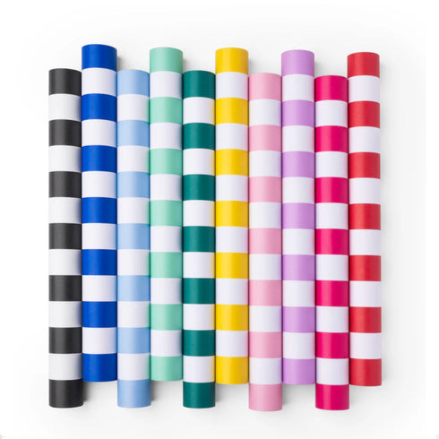 Sky Light Blue Cabana Stripe Paper Table Runner