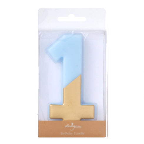 Pastel Blue Number 1 Birthday Candles | Stick