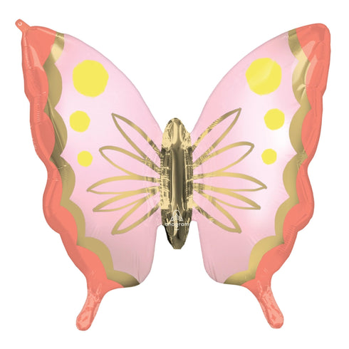 Pastel Pink Soulful Blossom Butterfly Foil Mylar Balloons | 30 Inch