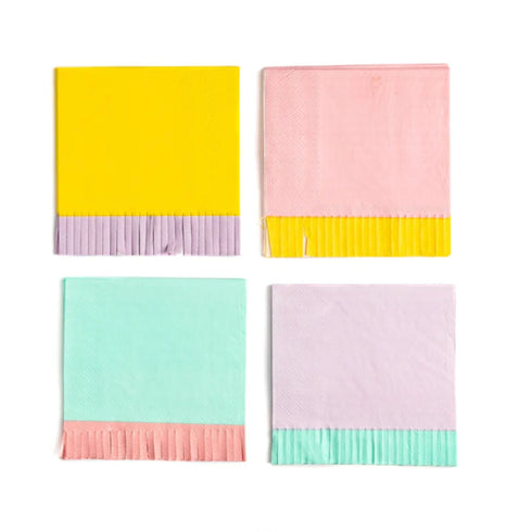 Pastel Fringed Party Paper Napkins | Package 24