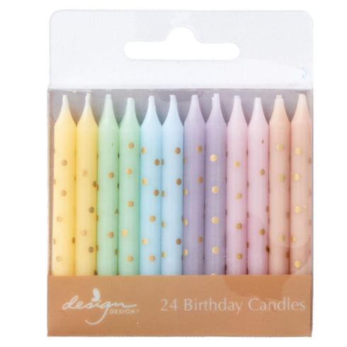 Pastel Dots Birthday Candles | Stick | Set of 24