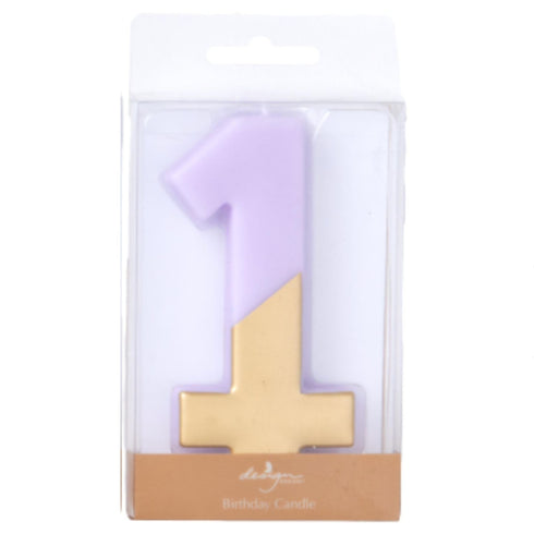 Pastel Lilac Purple Number 1 Birthday Candles | Stick