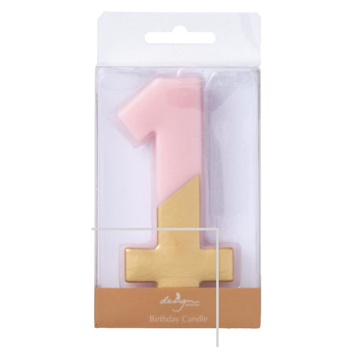 Pastel Pink Number 1 Birthday Candles | Stick