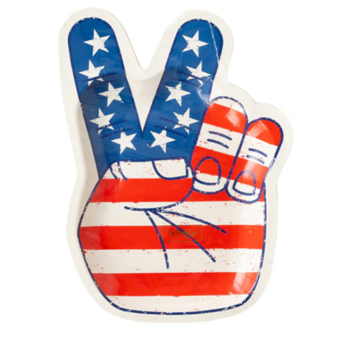 Americana Flag Peace Sign Paper Party Plate | Package 8 | Fourth July