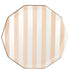 Peach Blush Striped Paper Plates | Gold Trim | 10.75 Inch | Package 8