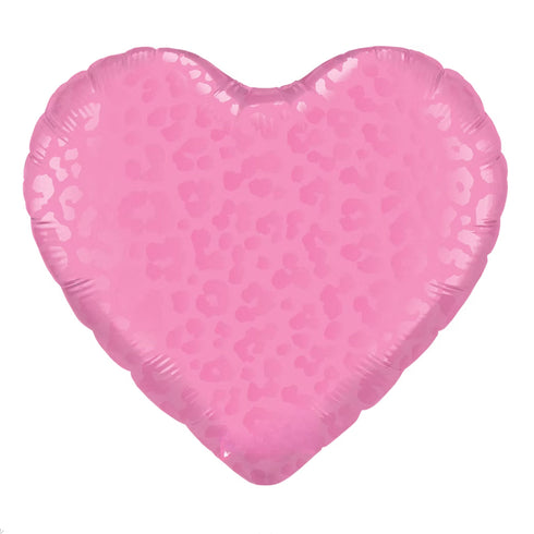 Pink Leopard Animal Print Balloon | 18 Inch Heart Shape | Foil Mylar