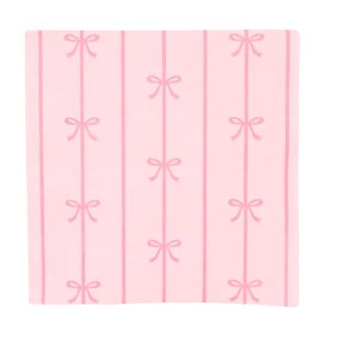 Pink Bow Paper Napkins | Cocktail Size | 5 Inch | Package 20