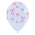 Pink & White Bow Latex Balloons | 12 Inch | Package 6