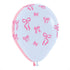 Pink & White Bow Latex Balloons | 12 Inch | Package 6