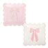 Pink Bows Paper Plates | Scallop Edge | 10 Inch Square | Package 8