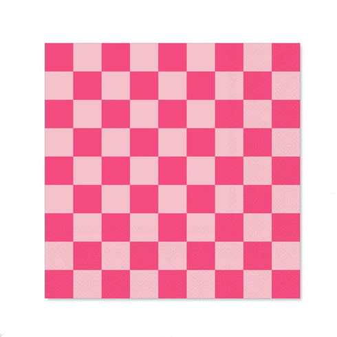 Pink Checkered Paper Party Napkins | Package 20
