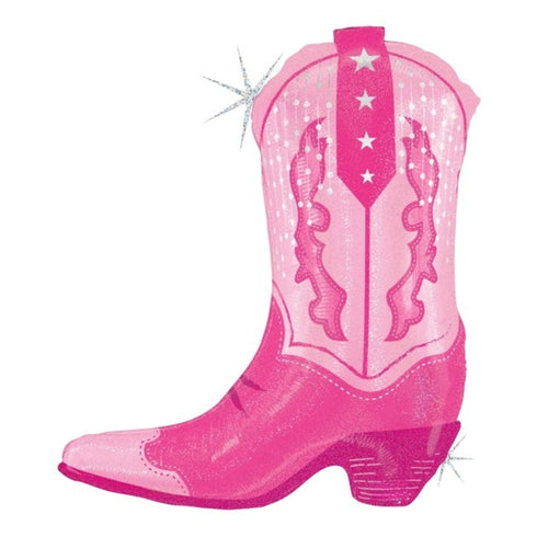 Pink Shimmery Cowgirl Boot Balloon | 29 INCH
