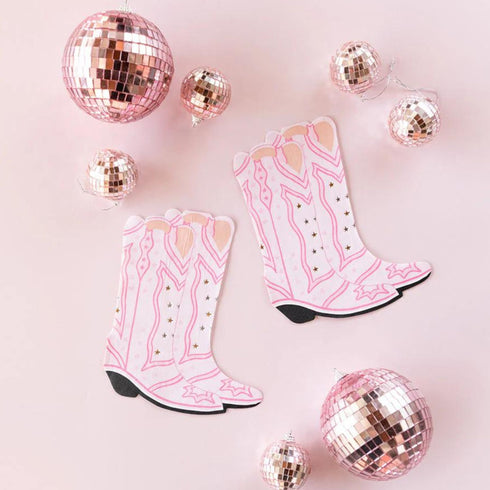 Pink Pair of Cowgirl Boots Paper Napkins | Package 16